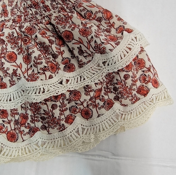 Moodie Mini Skirt XS/S Smocked Waist Ruffle Linen Blend Boho Beachy - Picture 5 of 7